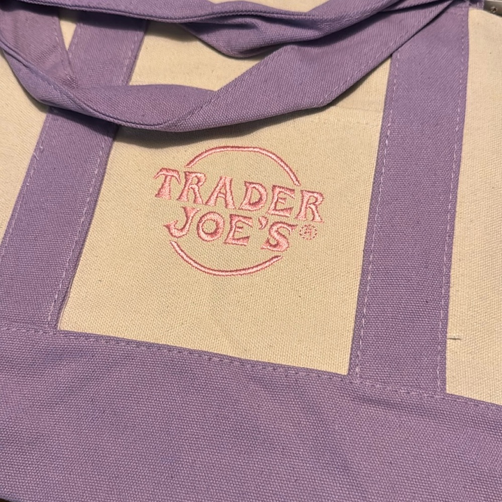 Trader Joe's Pastel Purple (Lilac) Mini Canvas Tote Bag-NEW w/tags - Limited Ed.